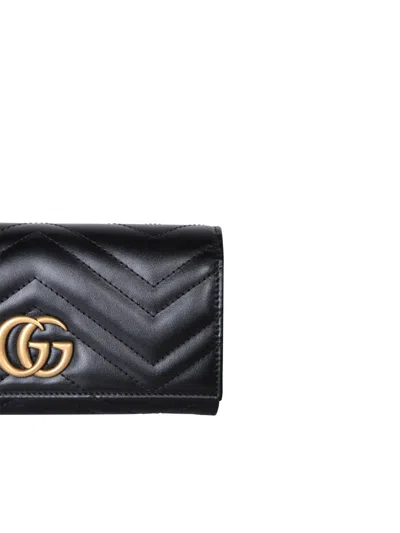 Gucci Gg Marmont Matelasse Leather Continental Wallet In Black