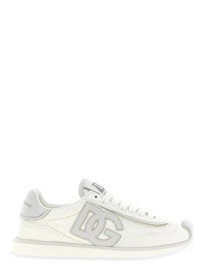 Dolce & Gabbana Dg Cushion White Low Top Sneakers In Mixed Materials Woman In Multi