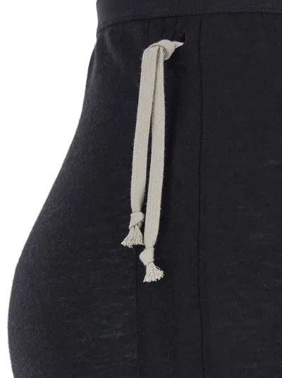 Rick Owens Edfu Black Skirt With Elastic Waist And Side Drawstring In Wool Blend Woman In Black