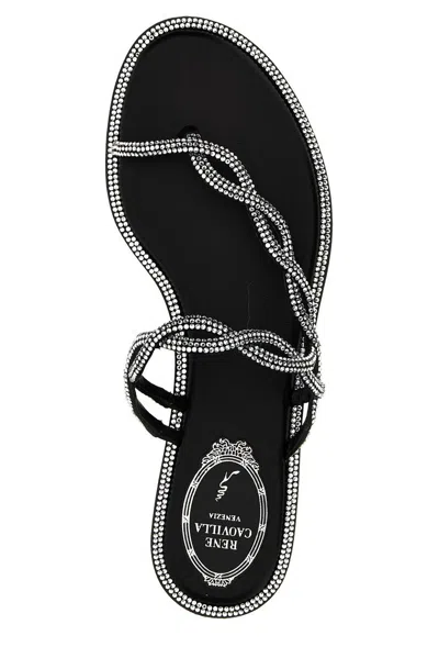René Caovilla Rene Caovilla Black Flat Braid Sandal 10