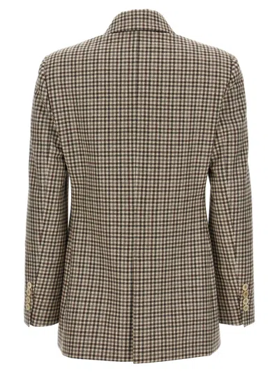 Brunello Cucinelli Blazer Check Monile In Brown