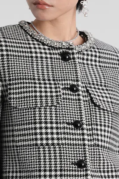Self-portrait Houndstooth Wool Blend Jacket In Multi