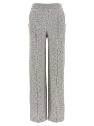Peserico Trousers Wool Silk Elastic Waistband In Gray