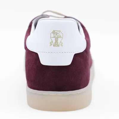 Brunello Cucinelli Low Top Suede Finish Rubber Sole Sneakers In Burgundy