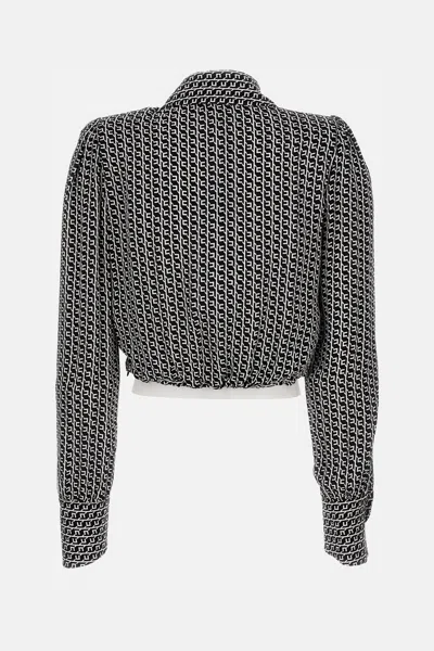 Elisabetta Franchi Cropped Wrap Front Shirt With Neckline Detail In Black