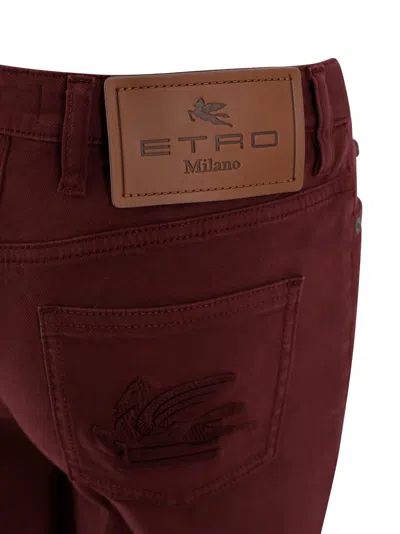 Etro Straight Leg Trousers In Burgundy