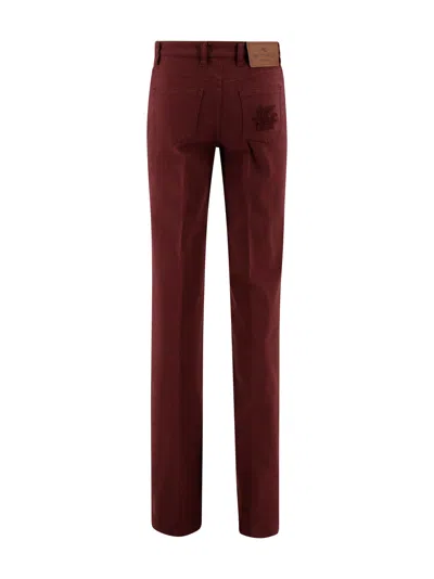 Etro Straight Leg Trousers In Burgundy
