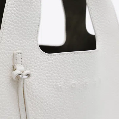 Hogan Leather Textured Top Handle Detachable Strap In White