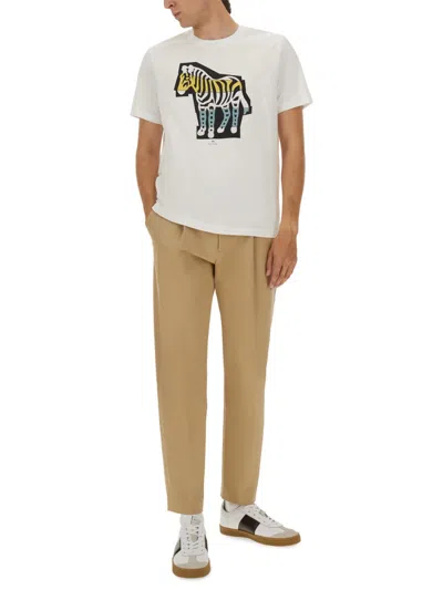 Ps By Paul Smith Ps Paul Smith Zebra Print Cotton T-shirt In White