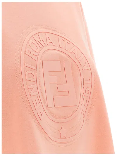 Fendi Women Pink T-shirt With Cropped Design And Raised Logo On The Front In Cotton Woman