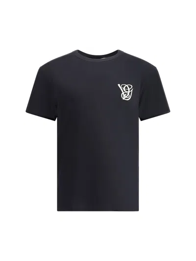 Valentino Cotton T-shirt With Vg Patch In Blue