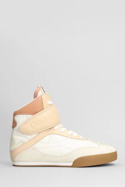 Chloé Kick Sneakers In White Suede And Leather In Pink