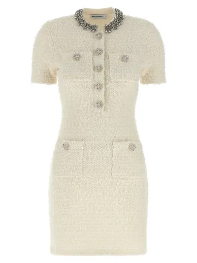 Self-portrait Mini Dress With Buttons In Neutral