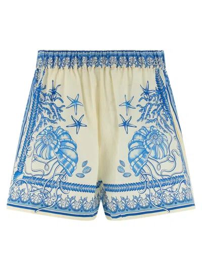 Versace Cotton Shorts With Underwater Baroque Print In White