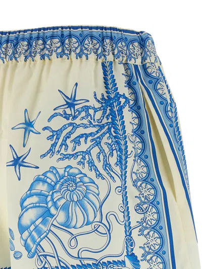 Versace Cotton Shorts With Underwater Baroque Print In White