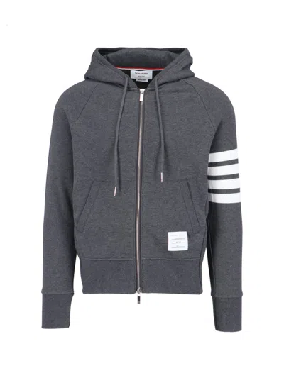 Thom Browne 4-bar Zip-up Hoodie In Classic Loopback In Gray