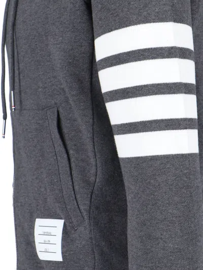 Thom Browne 4-bar Zip-up Hoodie In Classic Loopback In Gray
