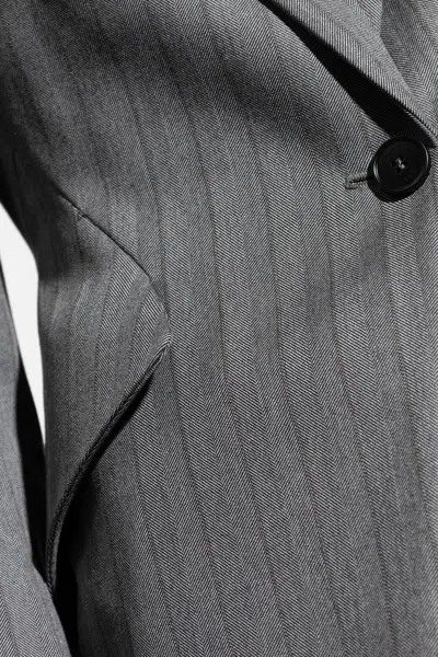 Alexander Mcqueen Wool Blazer With Herringbone Pattern In Gray