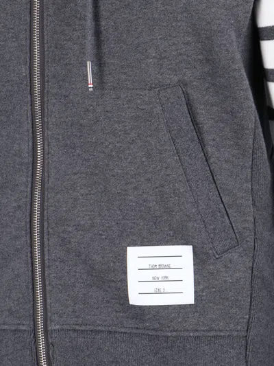 Thom Browne 4-bar Zip-up Hoodie In Classic Loopback In Gray