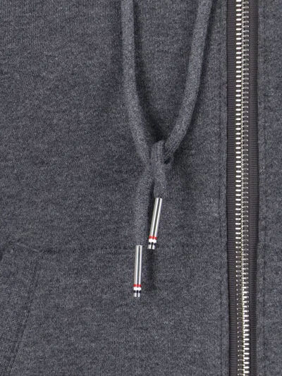 Thom Browne 4-bar Zip-up Hoodie In Classic Loopback In Gray