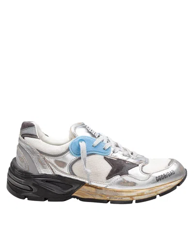 Golden Goose Dad-star Sneakers In Mesh And Laminated Leather Color Grey And Blackrunning In Multi