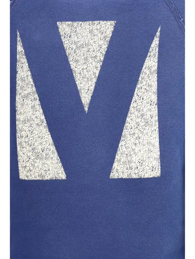 Valentino Jersey Felpa Pattern Cotton Sweatshi In Blue