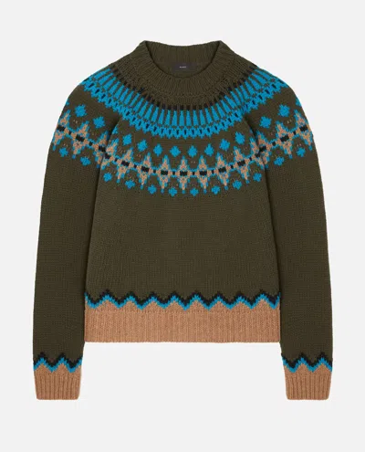 Alanui Crew Neck Sweater Featuring Patterned Design In Green