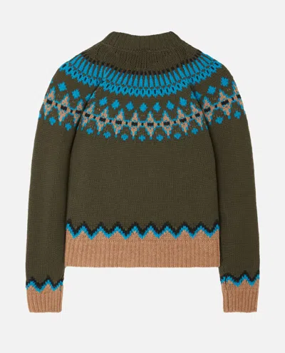 Alanui Crew Neck Sweater Featuring Patterned Design In Green