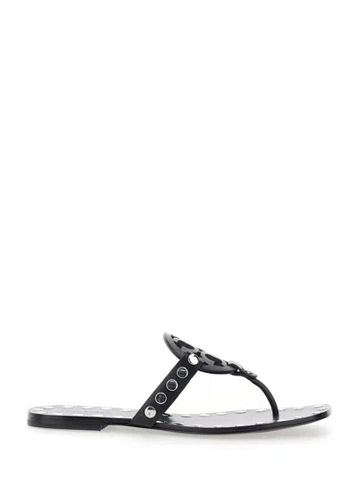 Tory Burch Leather Sandals With Logo On The Front In White