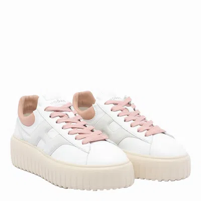 Hogan Chunky Platform Sneakers With Smooth And Textured Uppers In White
