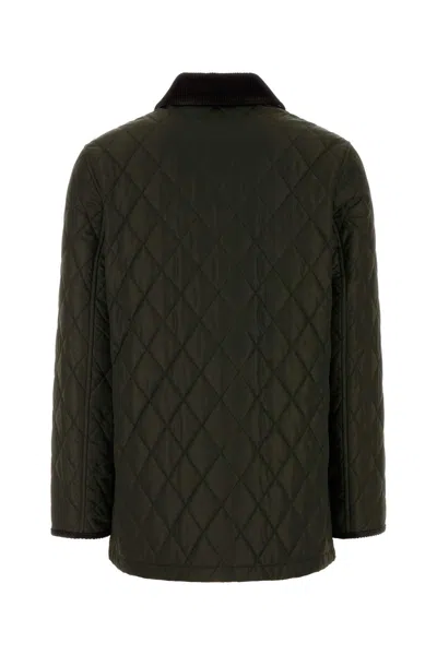 Burberry Quilted Country Jacket Corduroy Collar In Green