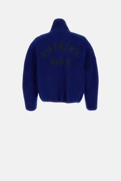 Givenchy Blouson Jacket In Fleece With Couture Stitching In Blue