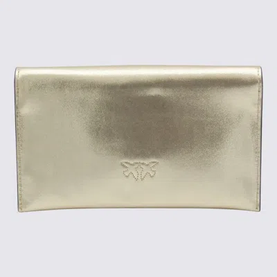 Pinko Gold Tone Leather Crossbody Bag In Gold