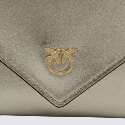 Pinko Gold Tone Leather Crossbody Bag In Gold