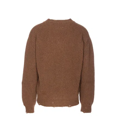 Mm6 Maison Margiela Mm6 V-neck Sweater Brown Melange