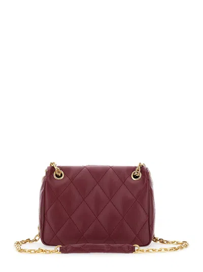 Burberry Bordeaux Quilted Crossbody Bag With Ekd Plaque On The Front And Chain-link Shoulder Strap In Leather In Burgundy