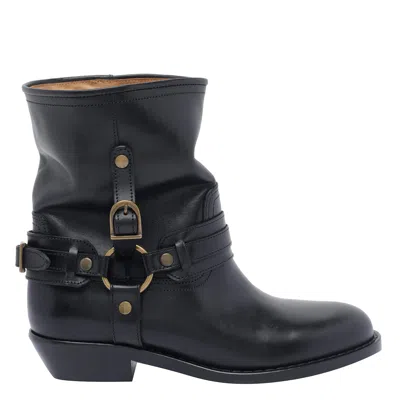 Isabel Marant 40mm Buckle-strap Leather Biker Boots In Multi