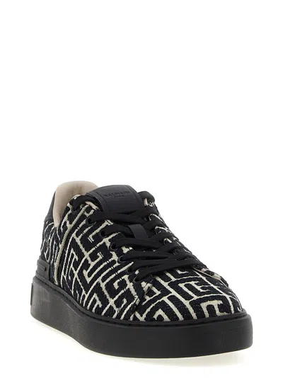 Balmain B Court Monogram Jacquard Low-top Sneaker In Black