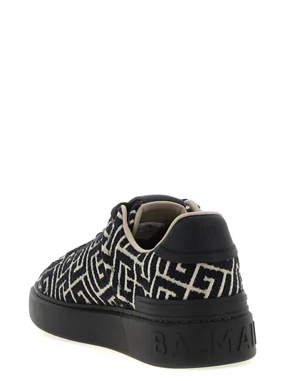 Balmain B Court Monogram Jacquard Low-top Sneaker In Black