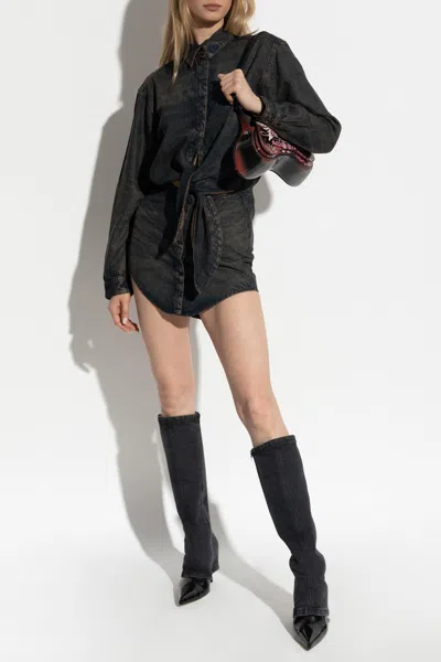 Diesel Denim-inspired Mini Dress With Button-down Front In Blue