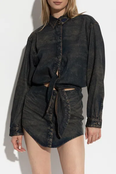 Diesel Denim-inspired Mini Dress With Button-down Front In Blue