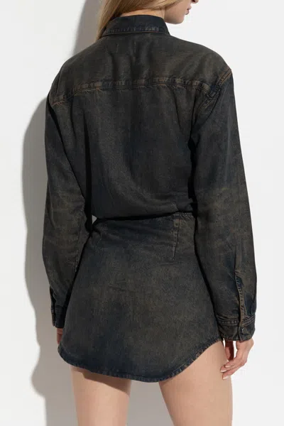 Diesel Denim-inspired Mini Dress With Button-down Front In Blue