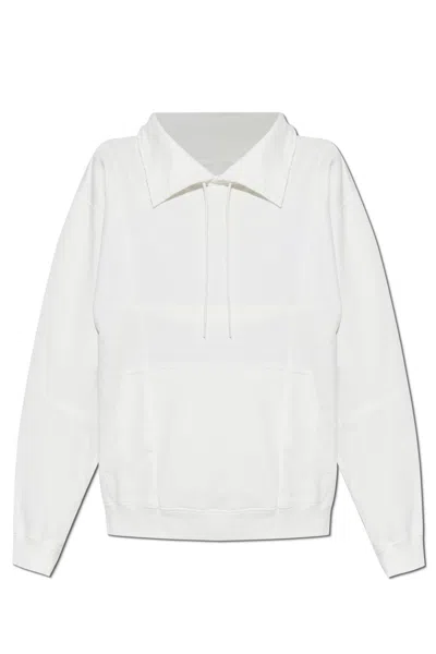 Mm6 Maison Margiela Drawstring Spread-collar Sweatshirt In White