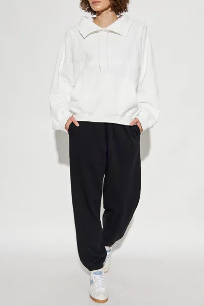 Mm6 Maison Margiela Drawstring Spread-collar Sweatshirt In White
