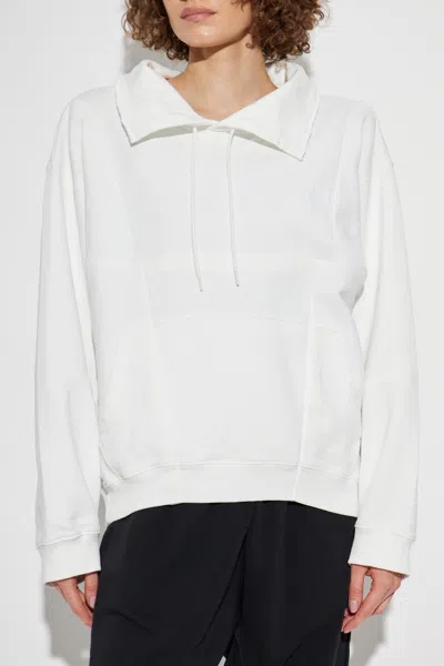 Mm6 Maison Margiela Drawstring Spread-collar Sweatshirt In White