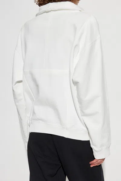 Mm6 Maison Margiela Drawstring Spread-collar Sweatshirt In White