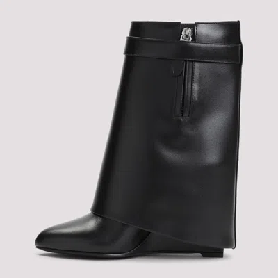 Givenchy Shark Lock Leather Ankle Boots In Black