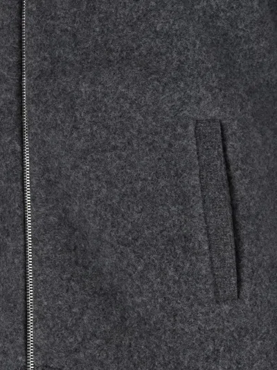 Thom Browne Wool Bomber Jacket With Minimalist Design And Tricolor Detail In Gray