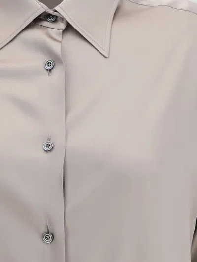 Tom Ford Collared Neck Long Sleeves Pleated Back Top In Gray