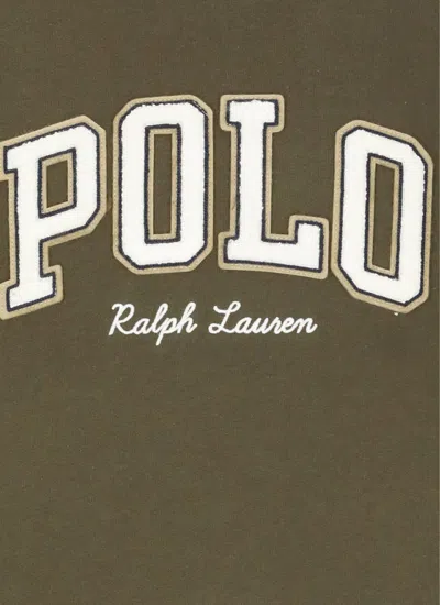 Ralph Lauren Olive Crewneck Embroidered Logo Sweatshirt In Green